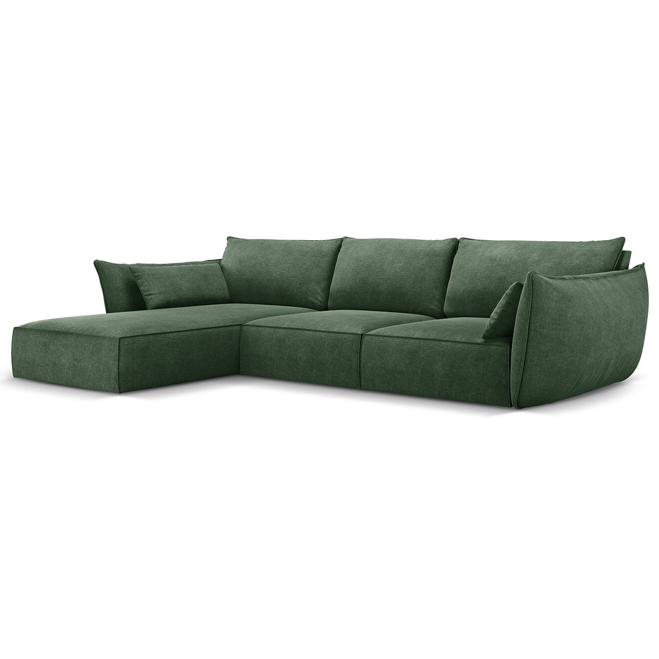 Mazzini Sofas Canapé D'Angle Gauche Vanda 5 Places 2 vert bouteille - 208x166x85 cm