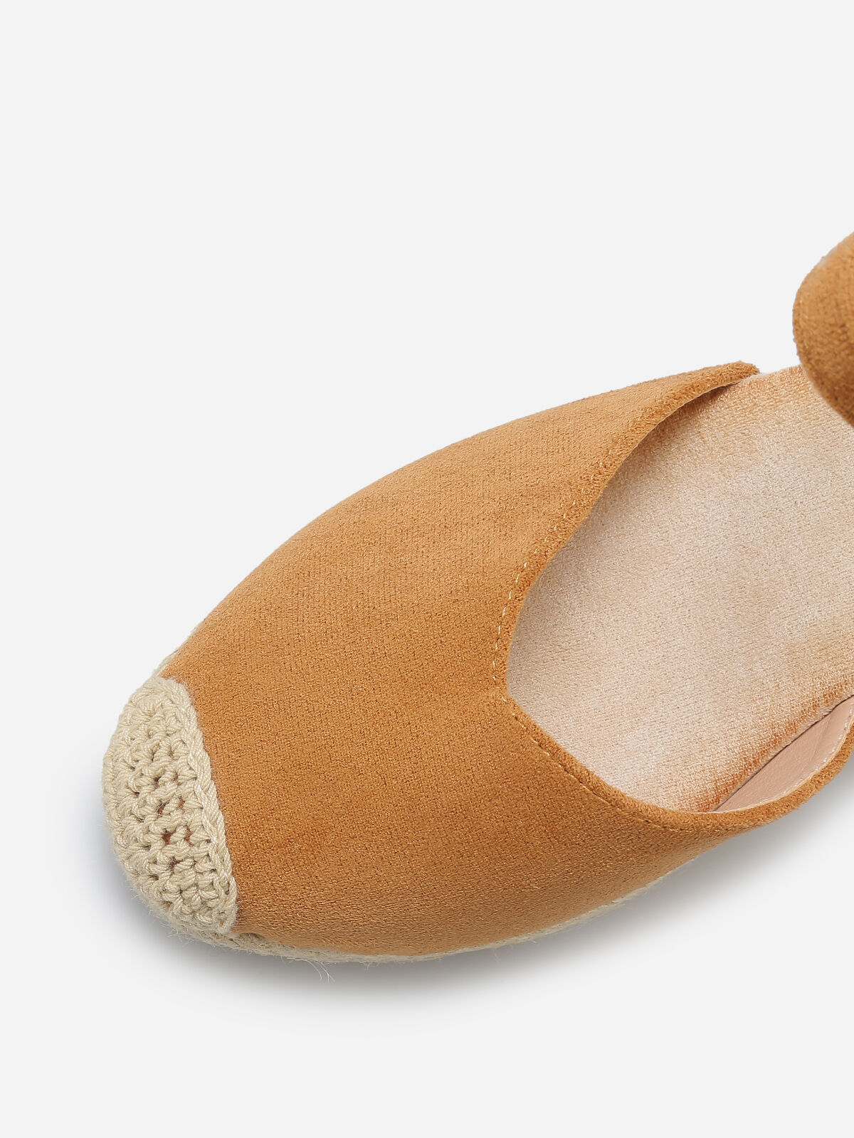 Espadrilles compensées en suédine- Camel