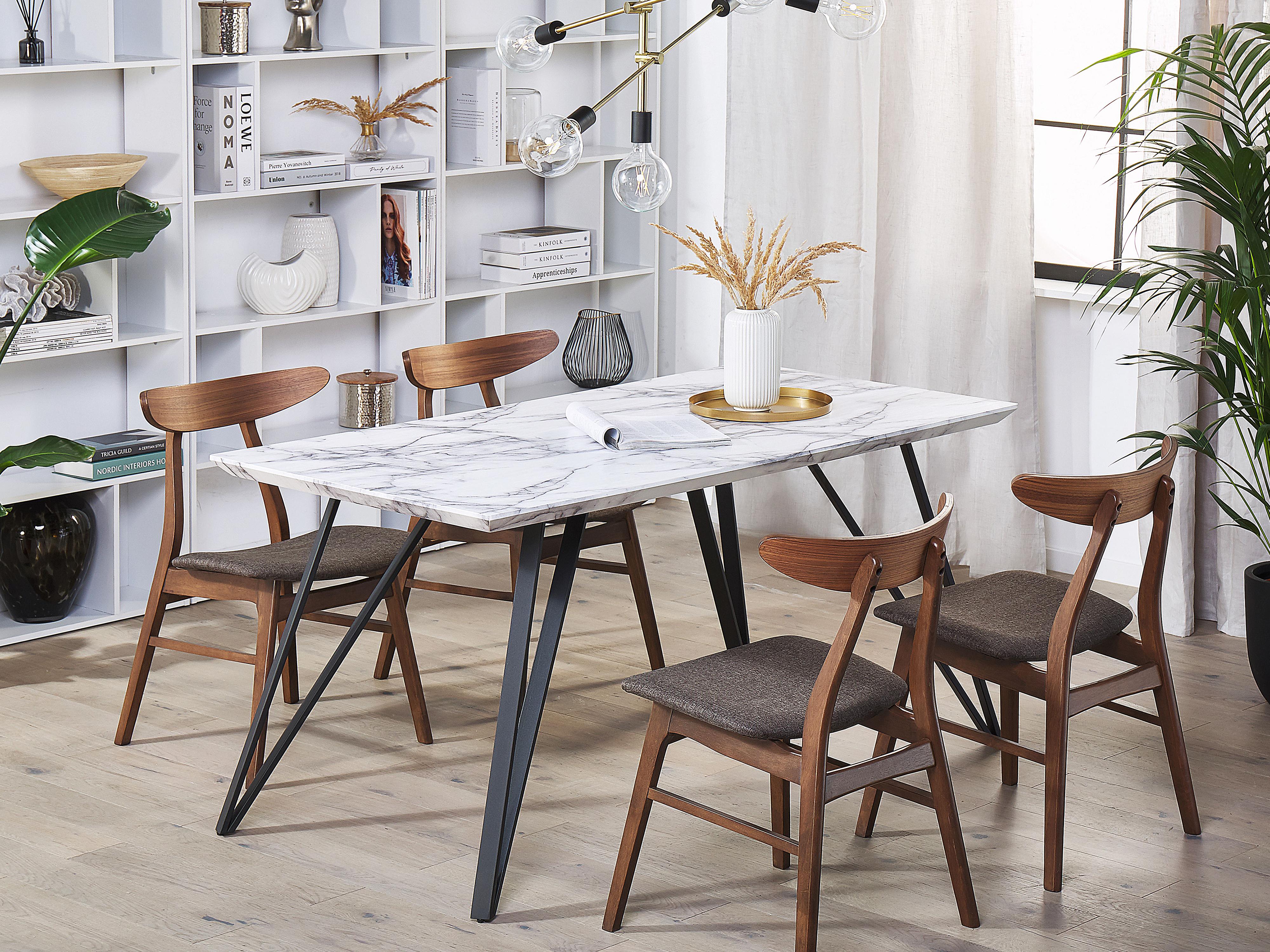 Eettafel MOLDEN Marmer/zwart 80 cm 150 cm