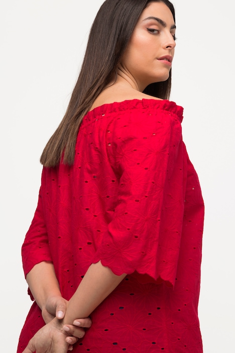 Carmenbluse, schulterfrei, A-Linie, Spitze, Halbarm