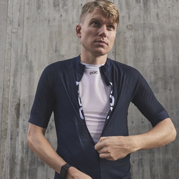 Maillot vélo POC M'S ESSENTIAL ROAD LOGO JERSEY TURMALINE NAVY