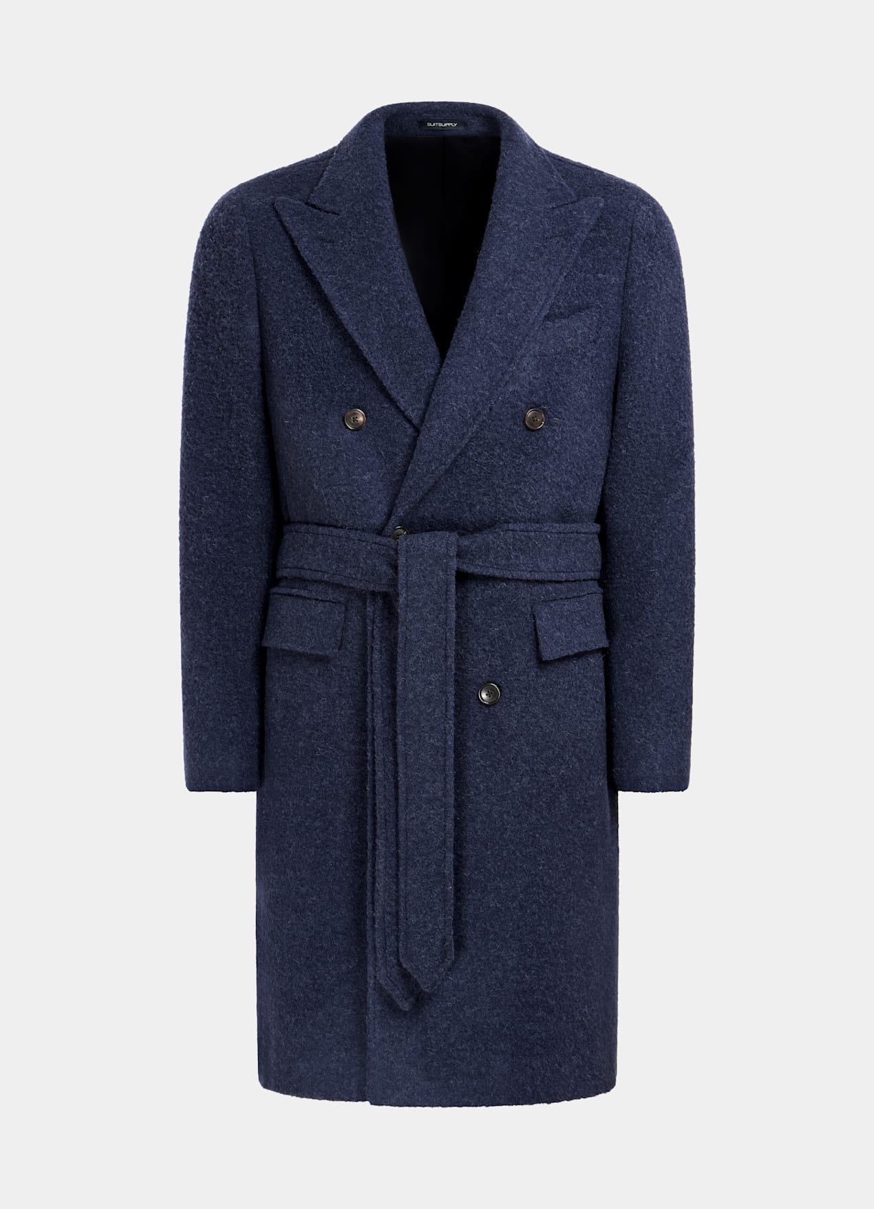 Manteau ceinturé bleu moyen