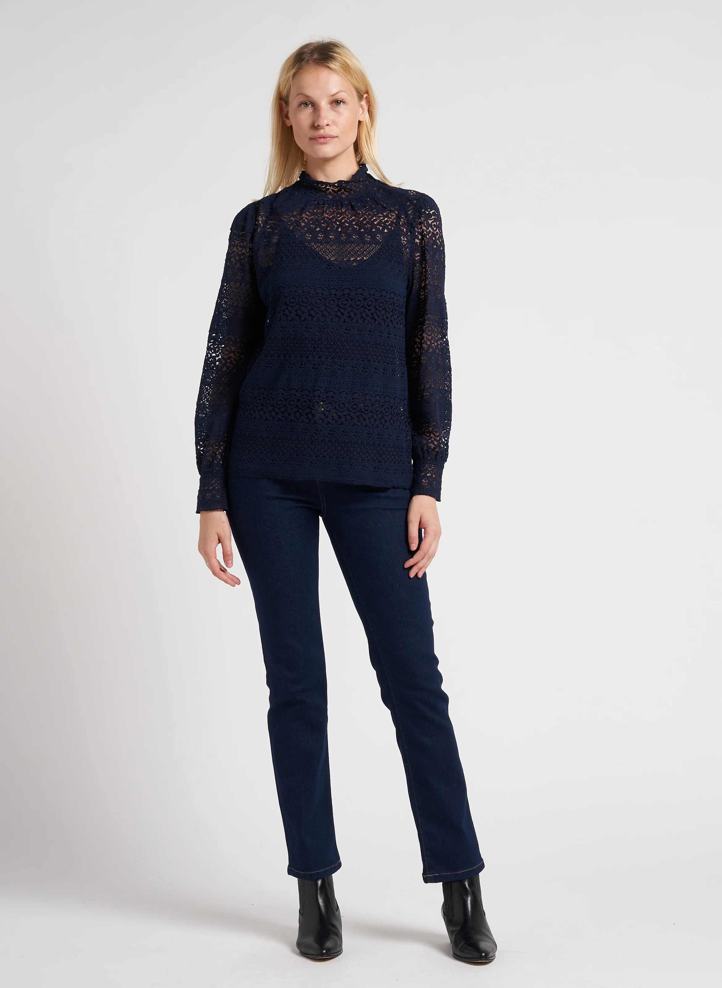 SONIA - Jean slim délavé en coton mélangé | Bleu