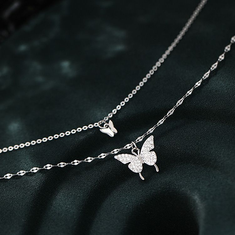 Korrs - Vlinderhanger gelaagde sterlingzilveren ketting