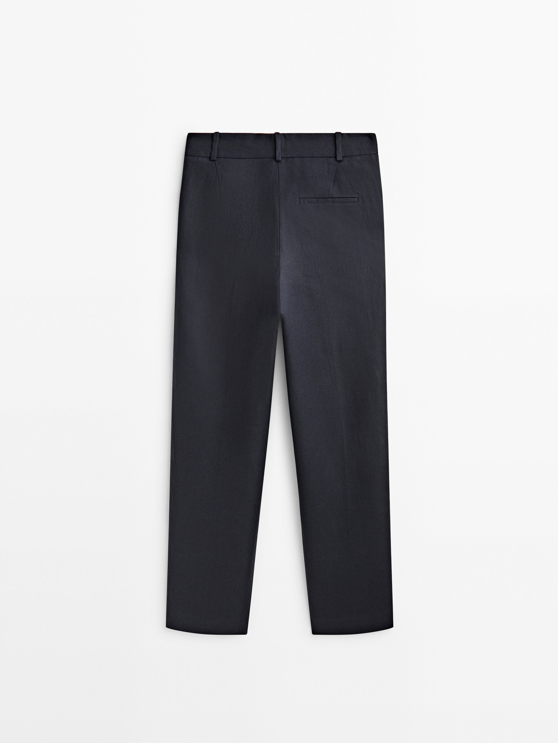 Pantalón traje 100% lino duplo trabilla - AZUL MARINO