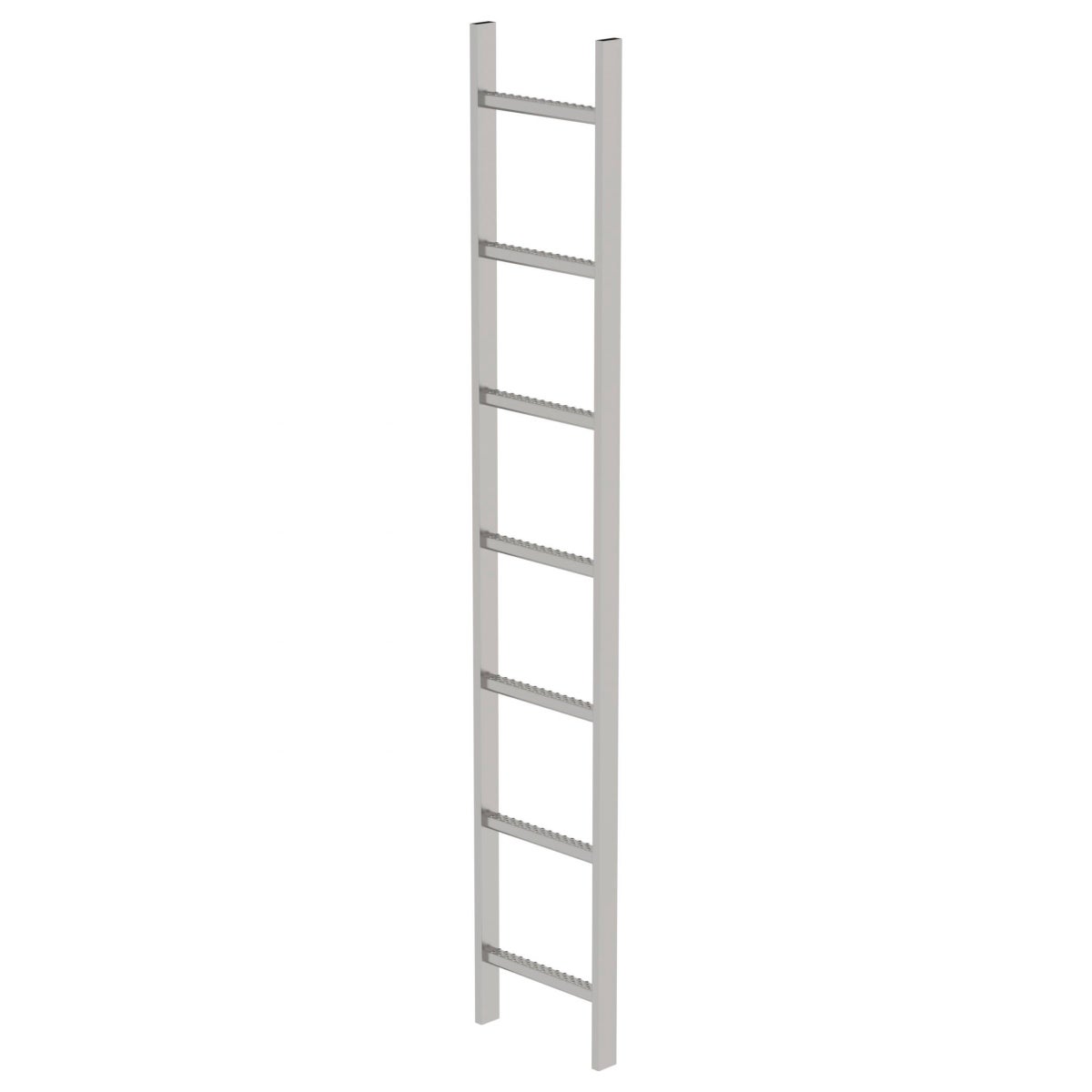 MUNK roestvrijstalen schachtladder, 300 mm breed, 7 sporten, 1,96 m lang
