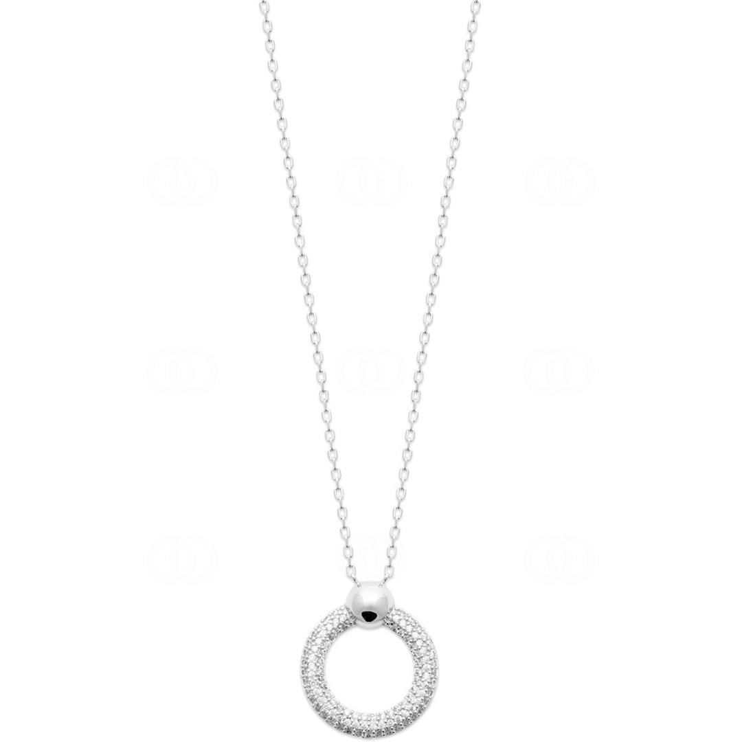 Collier mit Anhänger 925 Silber rhodiniert mit Zirkonia 45cm
