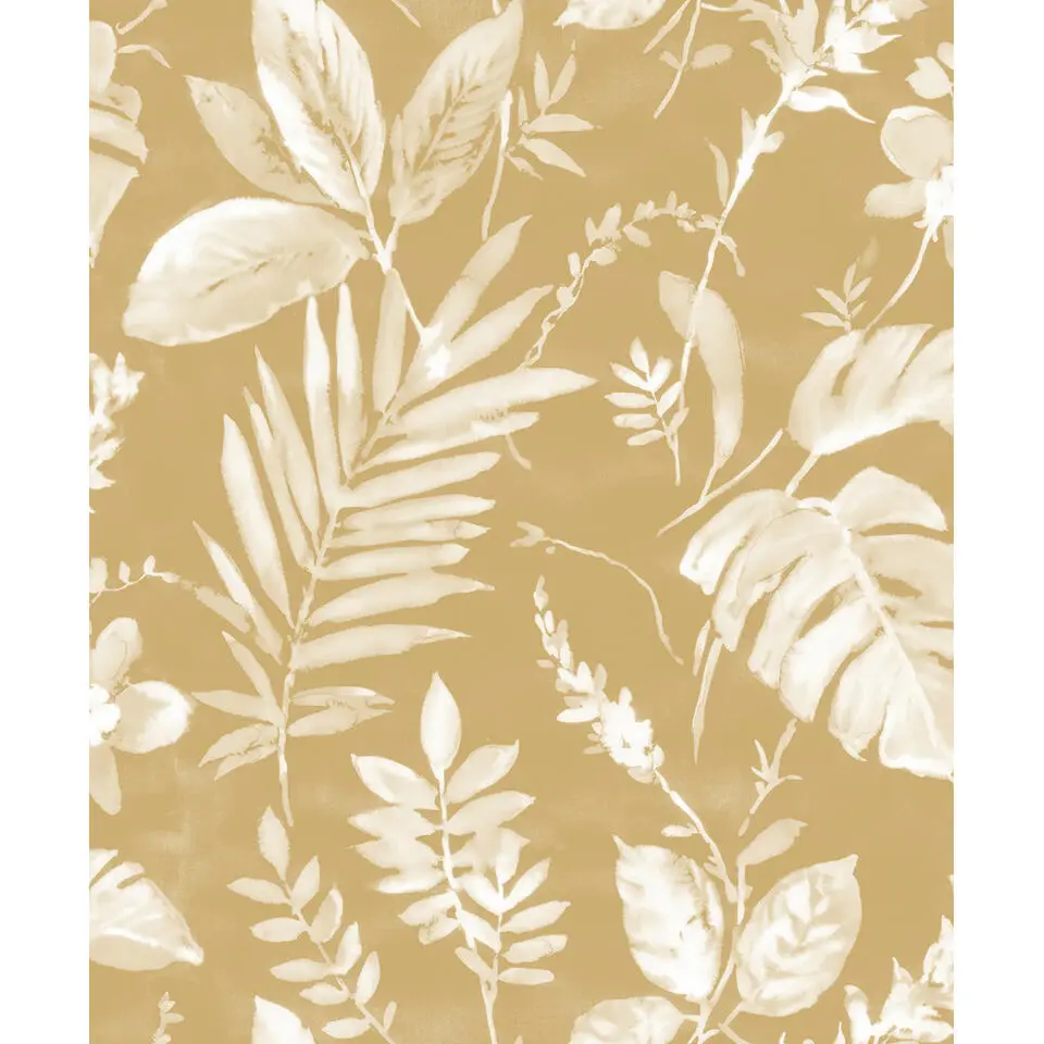 Dutch Wallcoverings - Eden bladeren oker - 0,53x10,05m