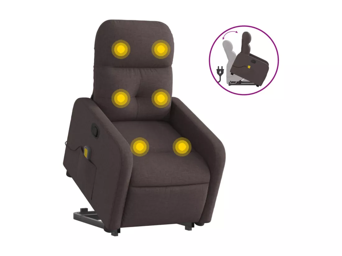Fauteuil inclinable massant Marron foncé Tissu