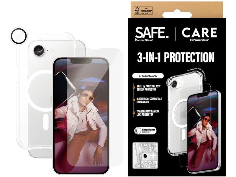 CARE by PanzerGlass Fashion 3-in-1 iPhone 16e Schutz-Paket für iPhone 16e