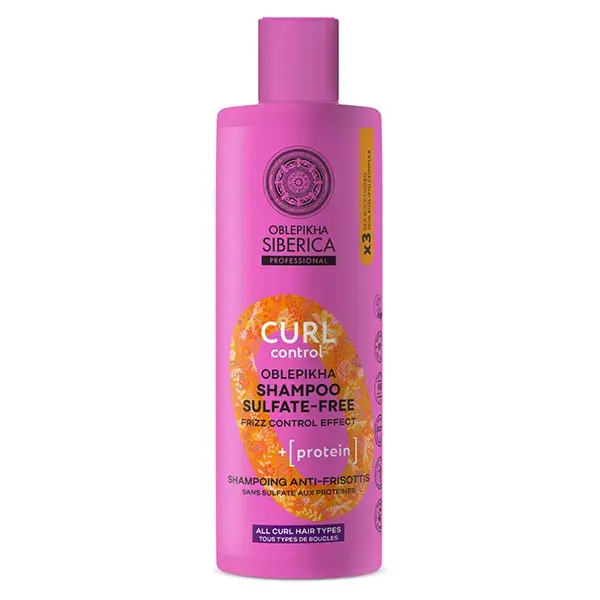 Shampoo para cachos sem sulfato Natura Siberica Oblepikha O com controle de cachos de espinheiro-marinho 400ml