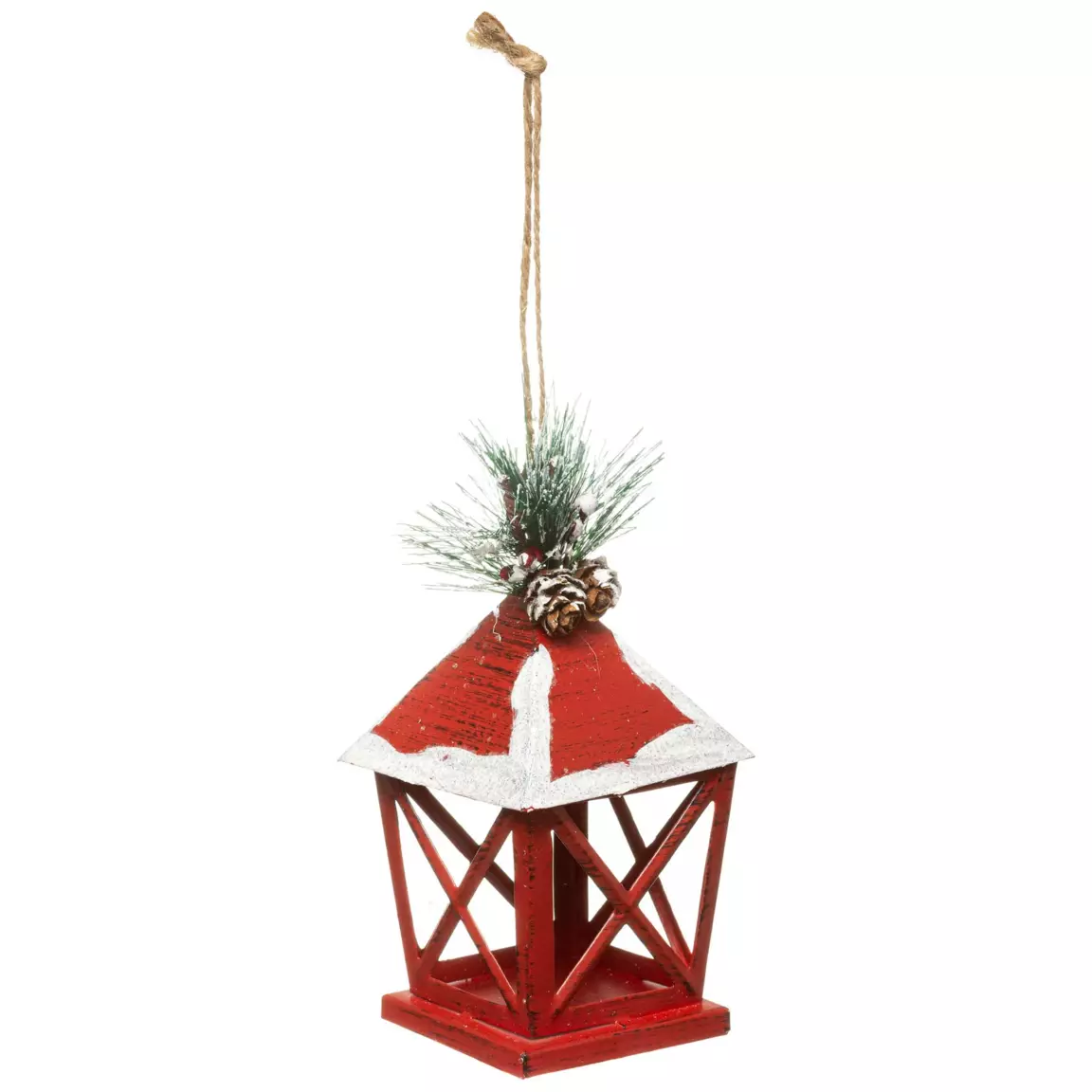Lanterne de Noël en métal (H12 cm) Rouge
