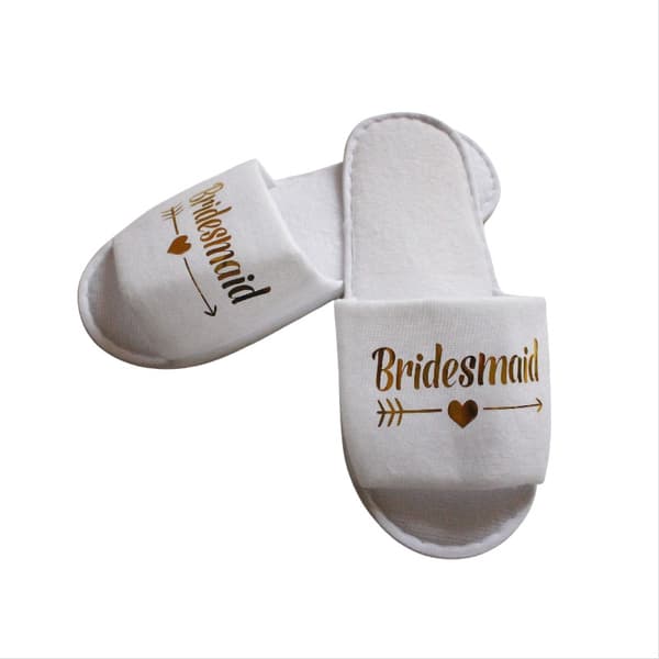 INF Brudepike Slippers for Bryllup og Pyjamasfest - Komfortable Engangs Tøfler med Gulltrykk