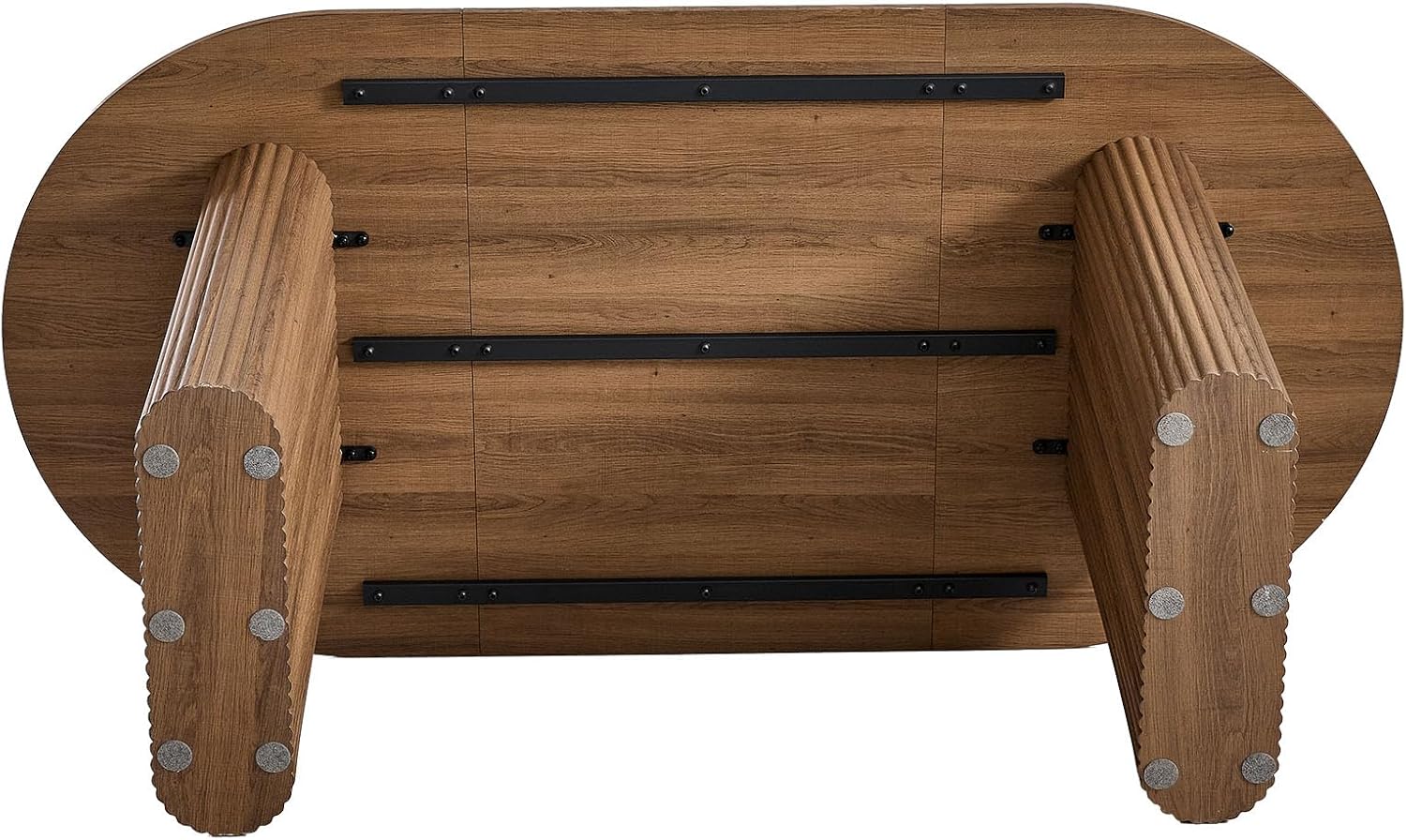 180 cm Ovale Esstisch für 6-8 Personen – Moderner Farmhouse-Tisch mit Holzmaserung-Oberfläche & Stabilen Elliptischen Tischbeinen für Küche, Esszimmer, Konferenzraum (Dunkelbraun)