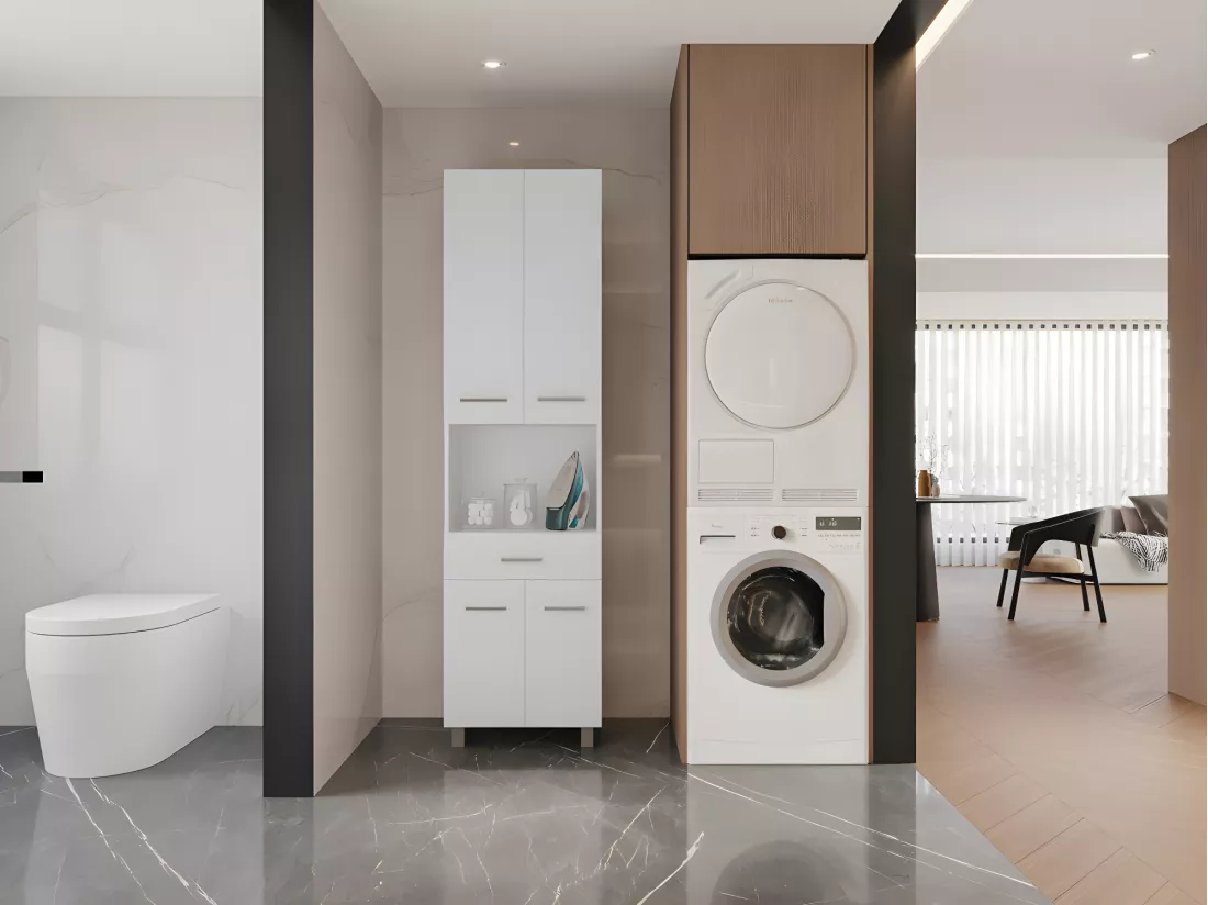 Colonne de salle de bain sur pied - 180 cm - Blanc - MINELA