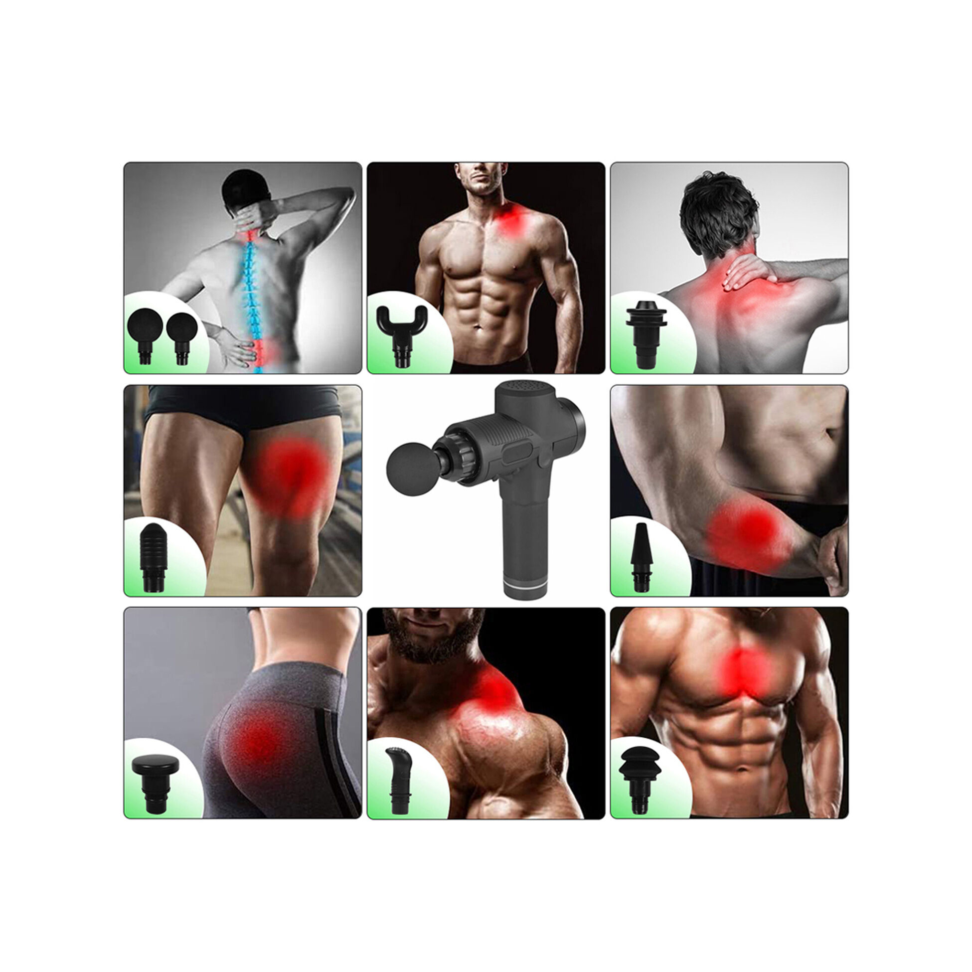 Massage Gun mit 9 Massageköpfe