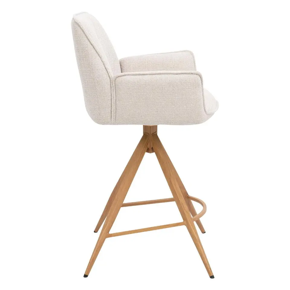 Barstoel Beige/Naturel - Zithoogte 66cm - Noa - Set van 2