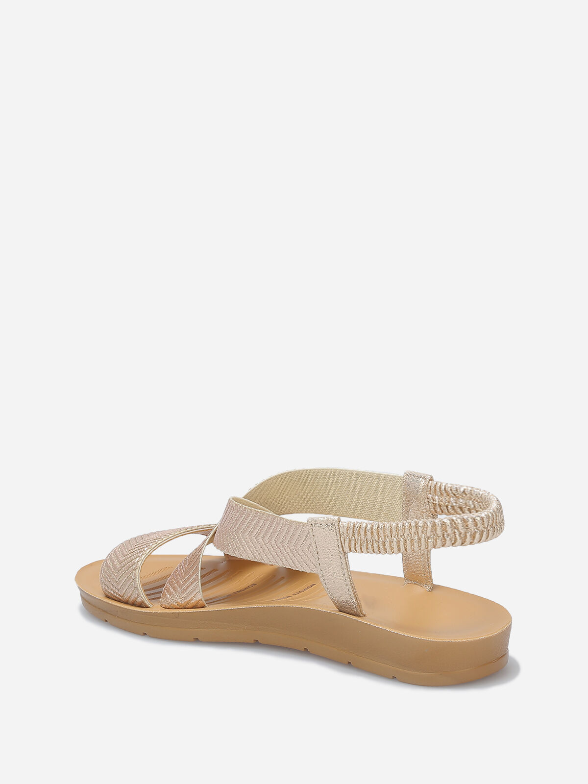 Sandales à brides élastiques croisées- Doré