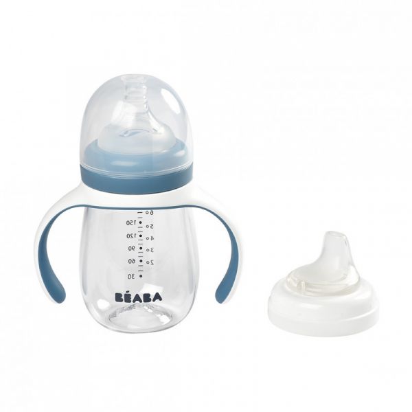 Beaba Evolutieve 2-in-1 Drinkfles 210 ml Windy Blue