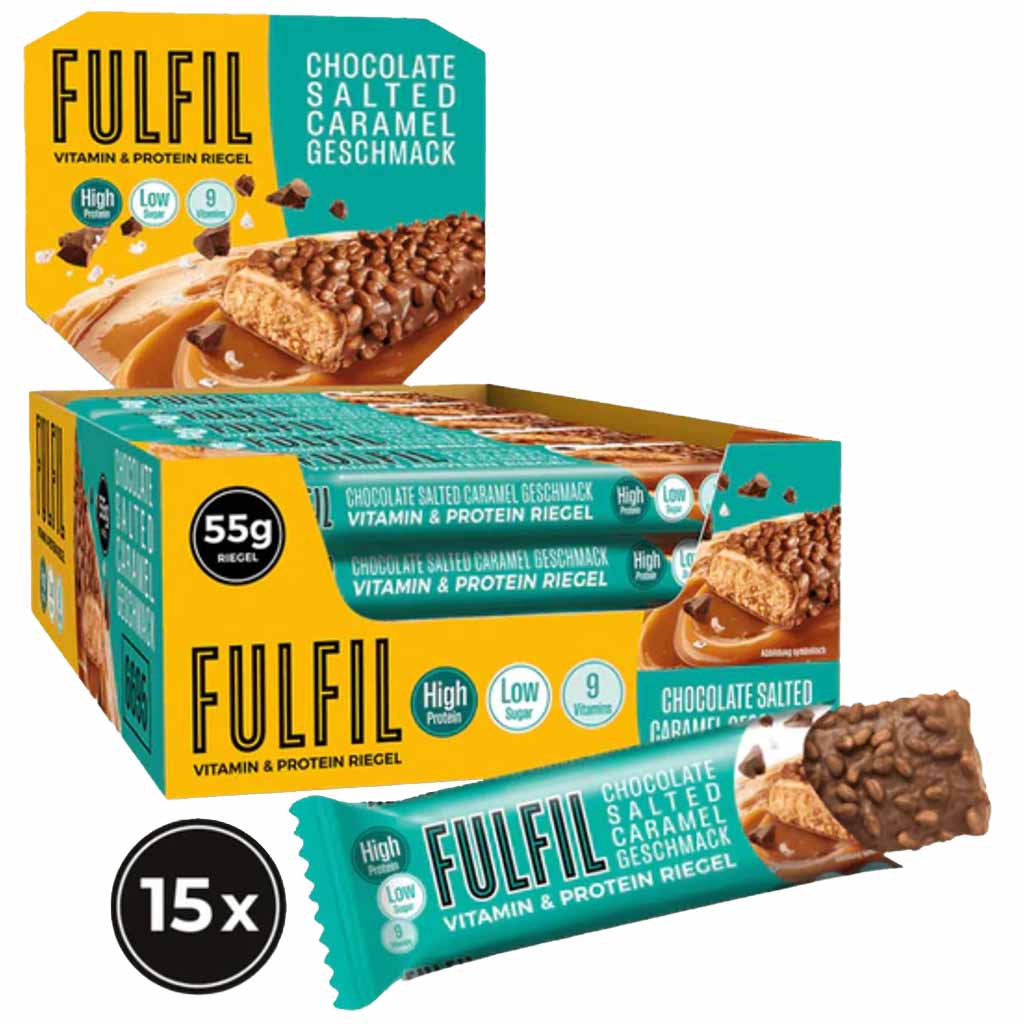 Fulfil Vitamin & Protein Riegel Schokolade salted Caramel Geschmack 15x55g = 825g MHD:8.7.25