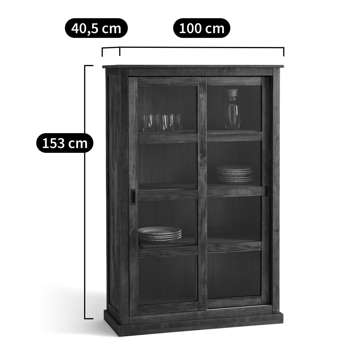 LA REDOUTE INTERIEURS<br>Vitrine baixa de 2 portas em pinho maciço e MDF, Lunja