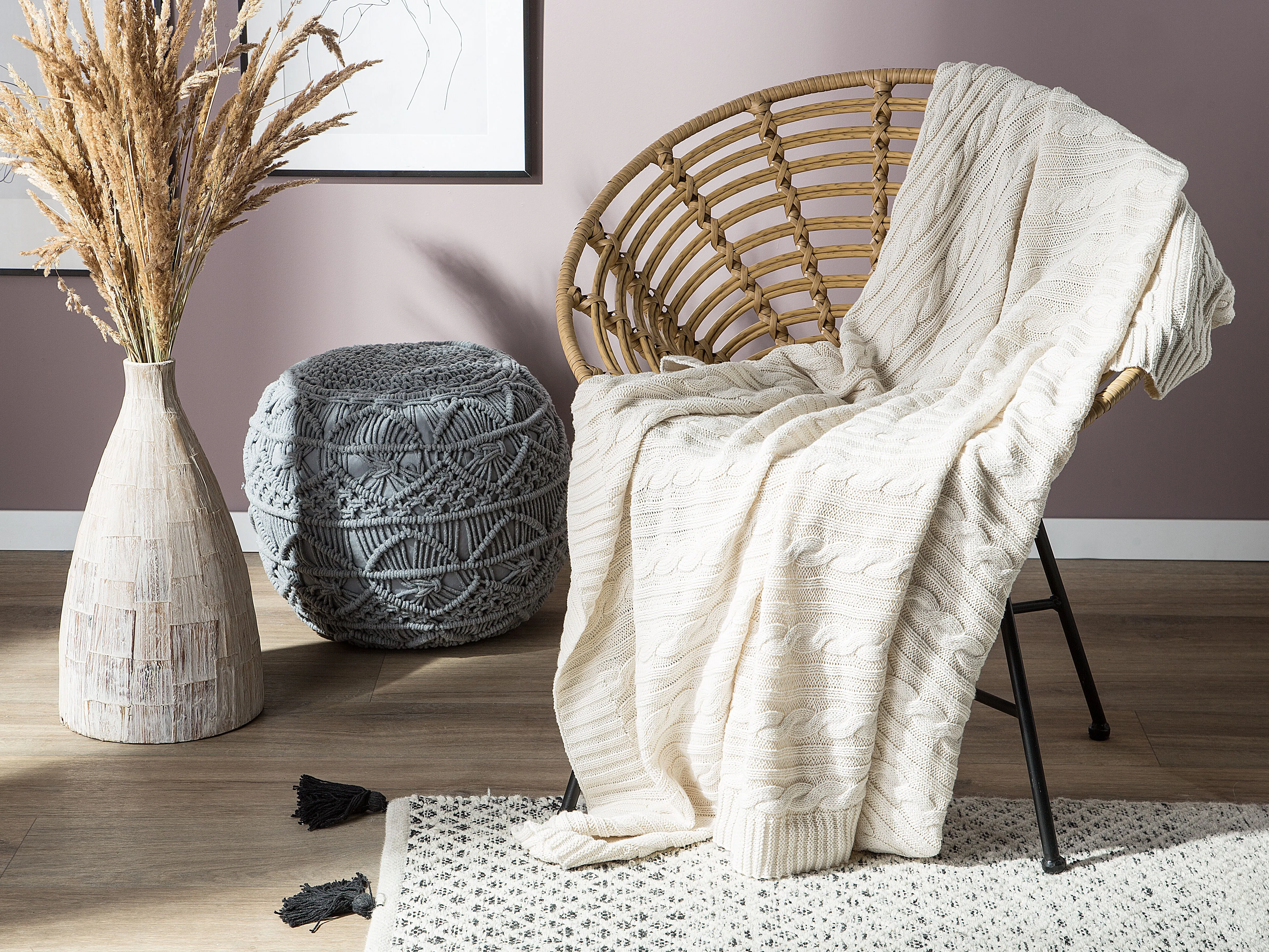 Plaid ANAMUR Katoen 110 x 180 cm Beige