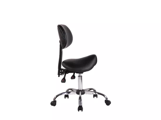 Tabouret de bureau - Similicuir & Métal chromé - Noir - Stuttgart