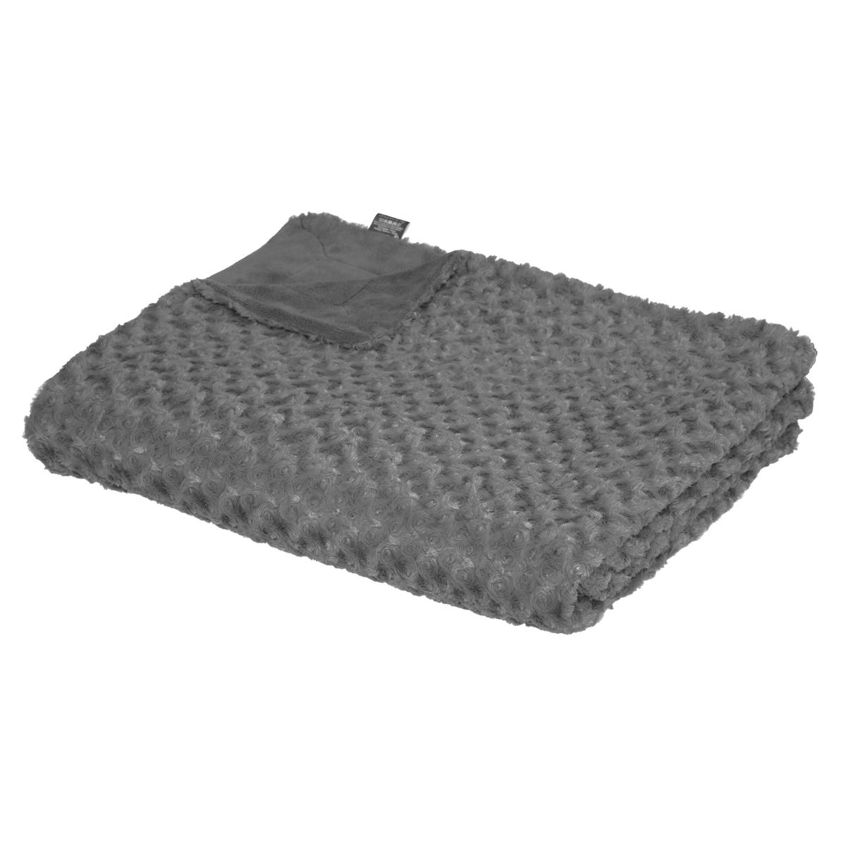 PLAID FOURRURE BOUCLEE ARDOISE 180X230CM