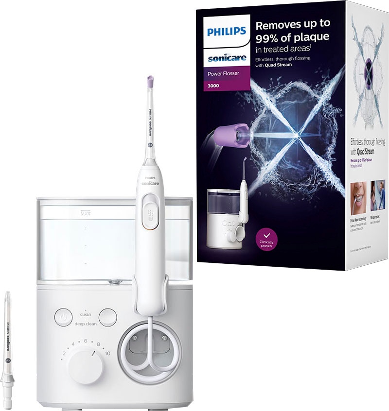 Philips Sonicare Zahnzwischenraum-Reiniger »Power Flosser 3000 HX3711/20« 2 Stk. Aufsätze mit Quad Stream-Technologie, 2 Reinigungsmodi, 10 Intensitätsstufen