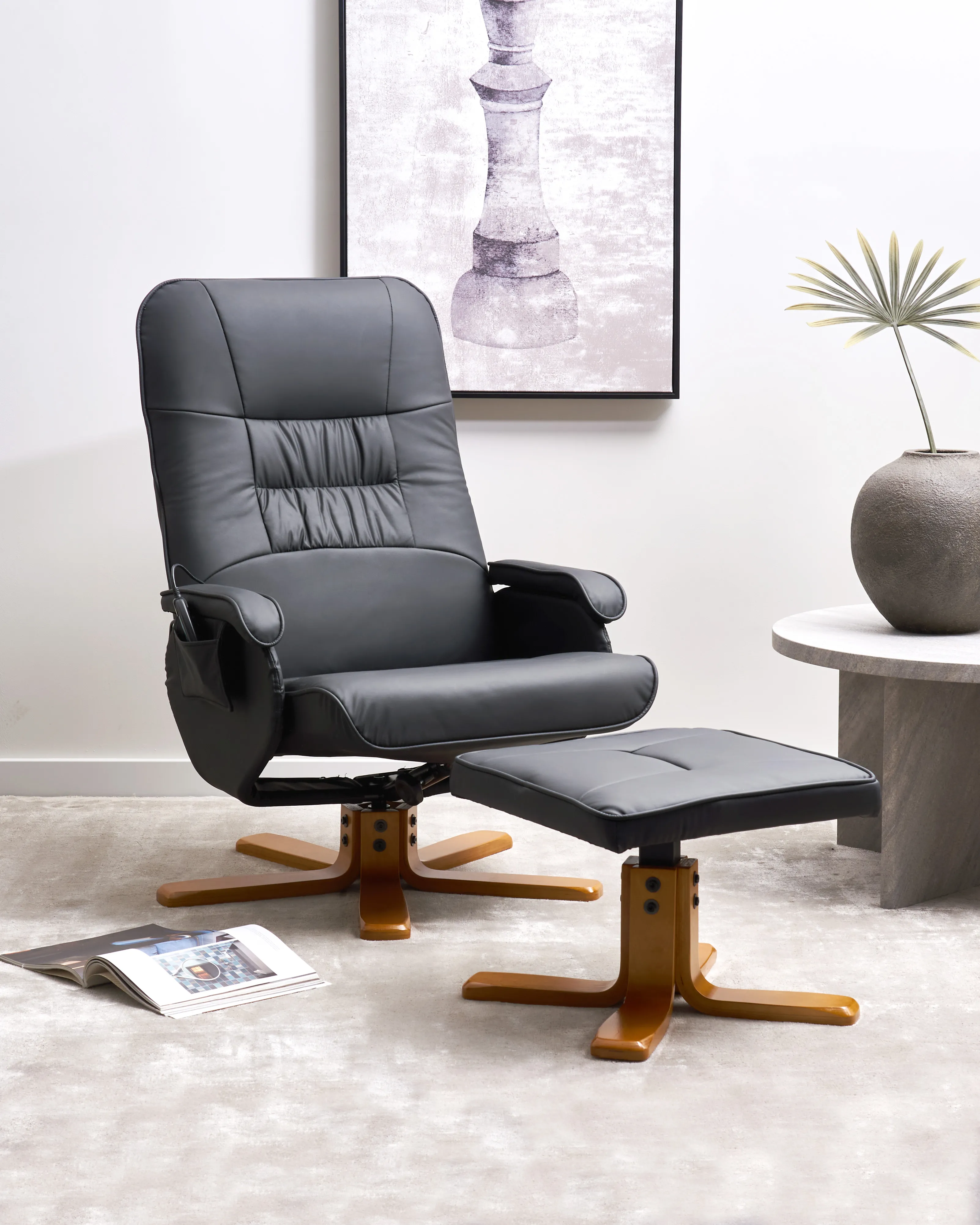 Massagestoel RELAXPRO met voetenbank Kunstleer Zwart