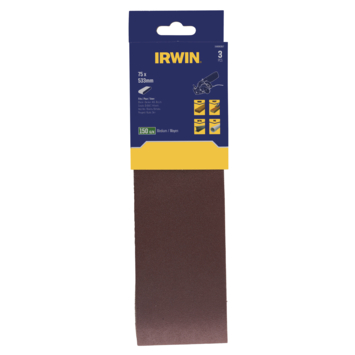 Irwin schuurband 75 x 533 mm K150 voor bandschuurmachines van bijv. Bosch en LUX, 3 stuks
