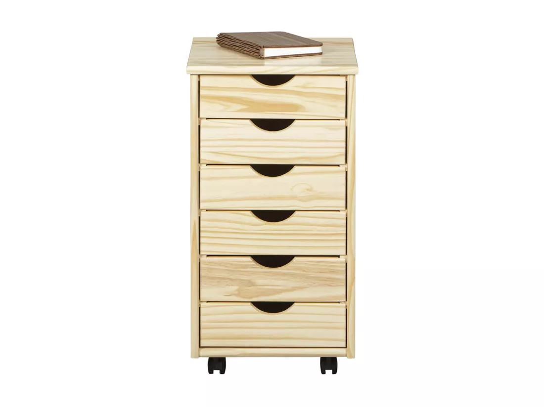 OLIVER - Caisson 6 Tiroirs Bois Massif Naturel