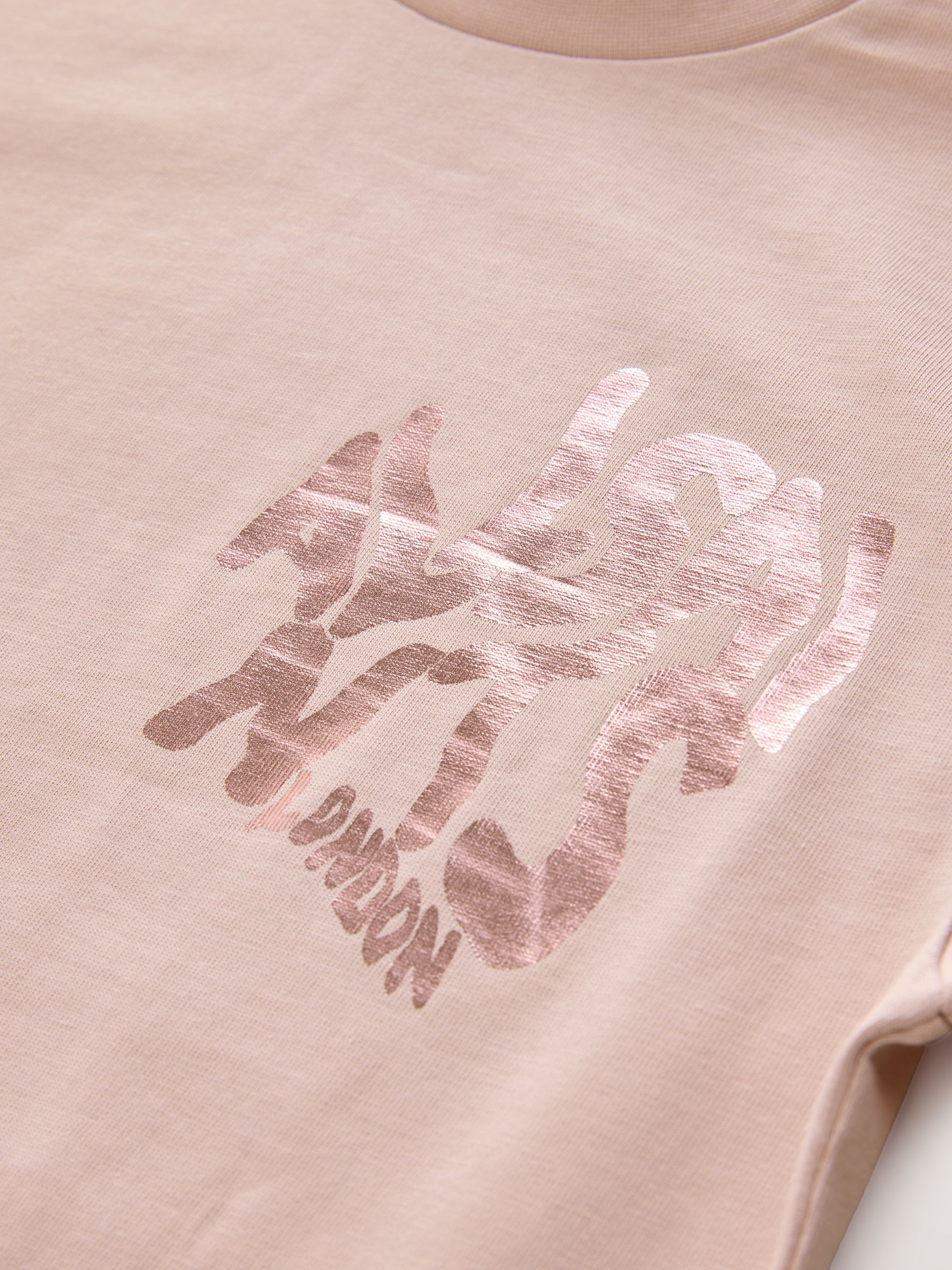 Midden Roze/Metallic - smALLSAINTS Girls Oversized Orlando Logo Crew 100% Cotton T-Shirt