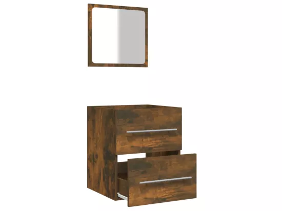Armoire de salle de bain avec miroir Chêne fumé 41x38,5x48 cm