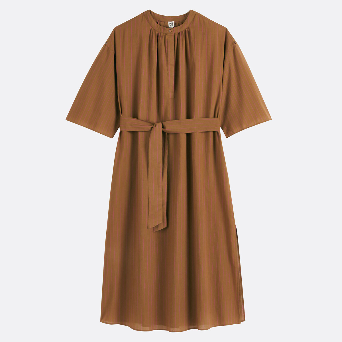 COLEÇÃO LA REDOUTE<br>Vestido maxi listrado com decote redondo e mangas 3/4