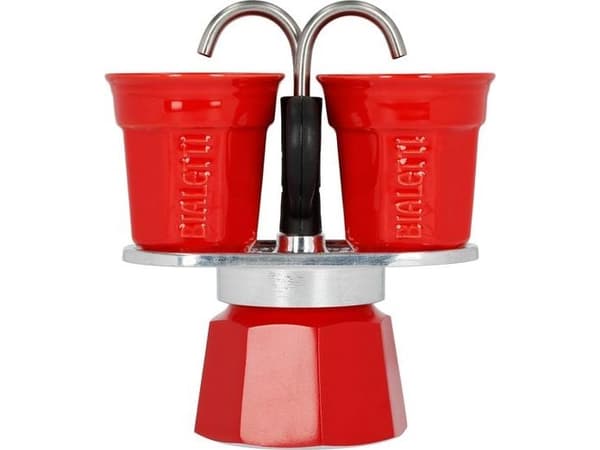Bialetti Mini Express, Mokkagryte, 0,09 l, Rød, Aluminium, 2 kopper, 1 stykker