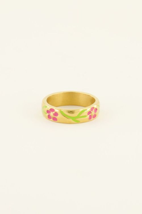 Casa fiore ring met roze bloemen