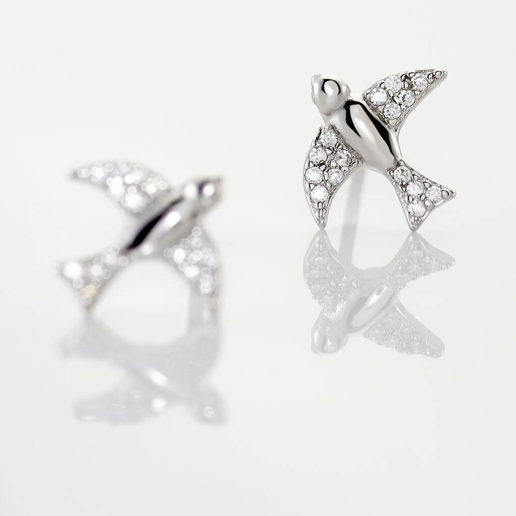 Boucles D'oreilles Puces Axella Argent Blanc Oxyde De Zirconium