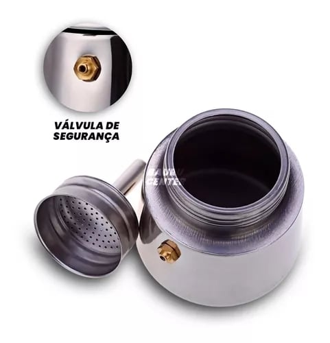 Cafeteira Italiana A&ccedil;o Inox 450ml 9 Xicaras Caf&eacute; Original