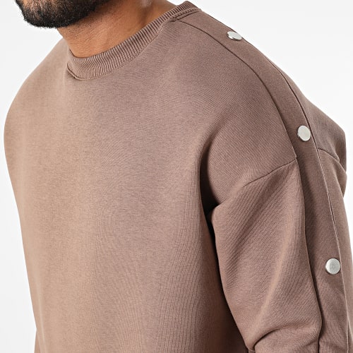 Ensemble Sweat Crewneck Et Pantalon Jogging LL716 Marron