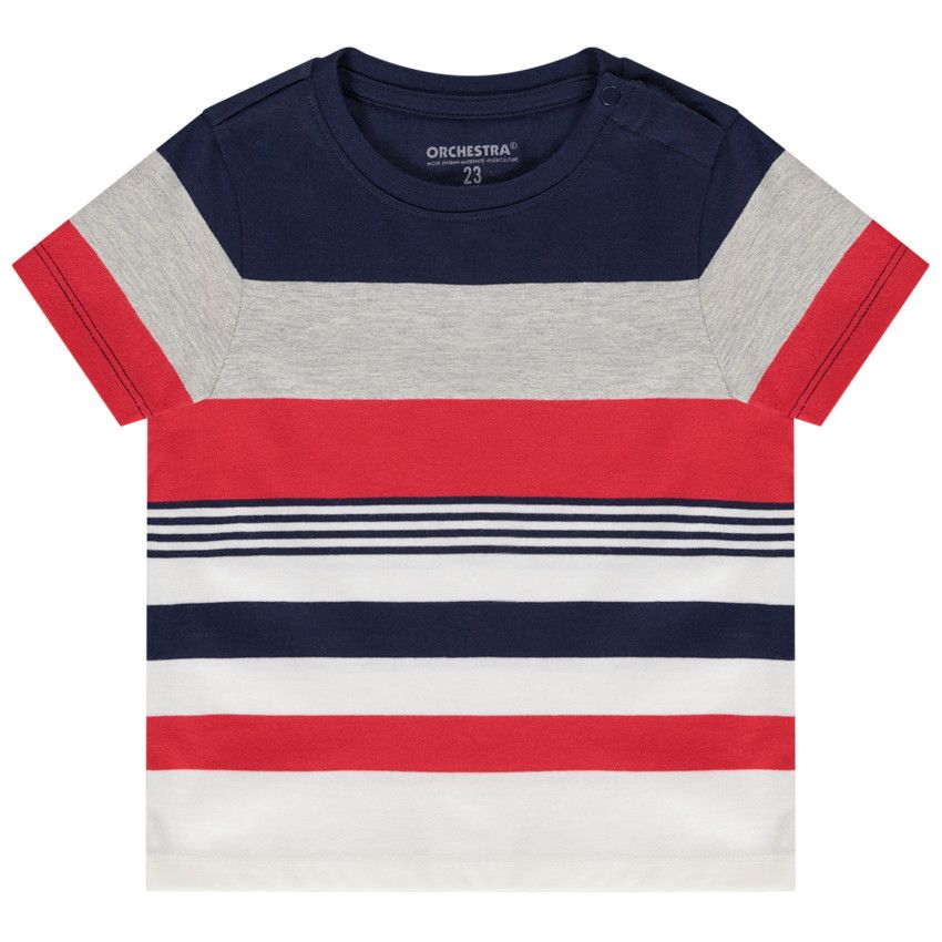 T-shirt manches courtes en jersey avec rayures pour bébé garçon - Rouge