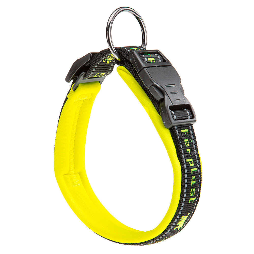 Ferplast collier pour chiens sport dog c25/65, poignée rembourée, ceinture réfléchissante, étiquette porte-nom, a: 55÷65 cm - b:
