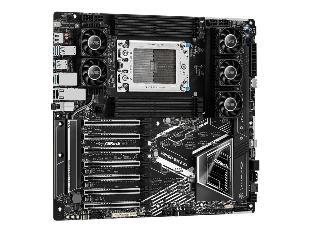 ASRock WRX90 WS EVO - Bundkort - forlænget ATX / SSI EEB - Socket sTR5 - AMD WRX90 Chipset - USB-C 3.2 Gen 2x2, USB4, USB 3.2 Gen 1, USB 3.2 Gen 2 - 10 Gigabit LAN - onboard grafik - HD Audio (8-kanaler)