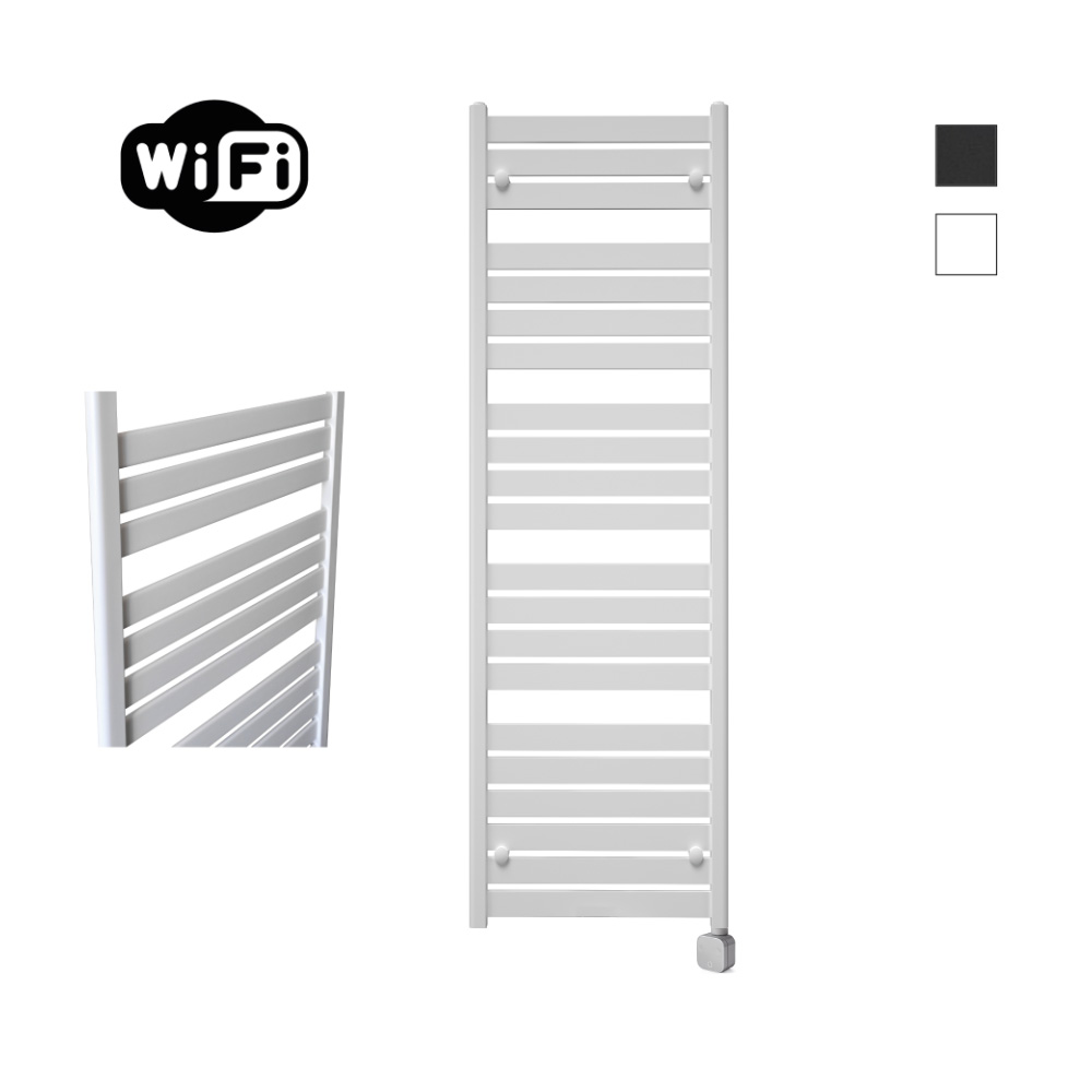 Sanicare Carini Moda elektrische Wifi radiator 160x60cm mat wit met thermostaat chroom rechtsonder
