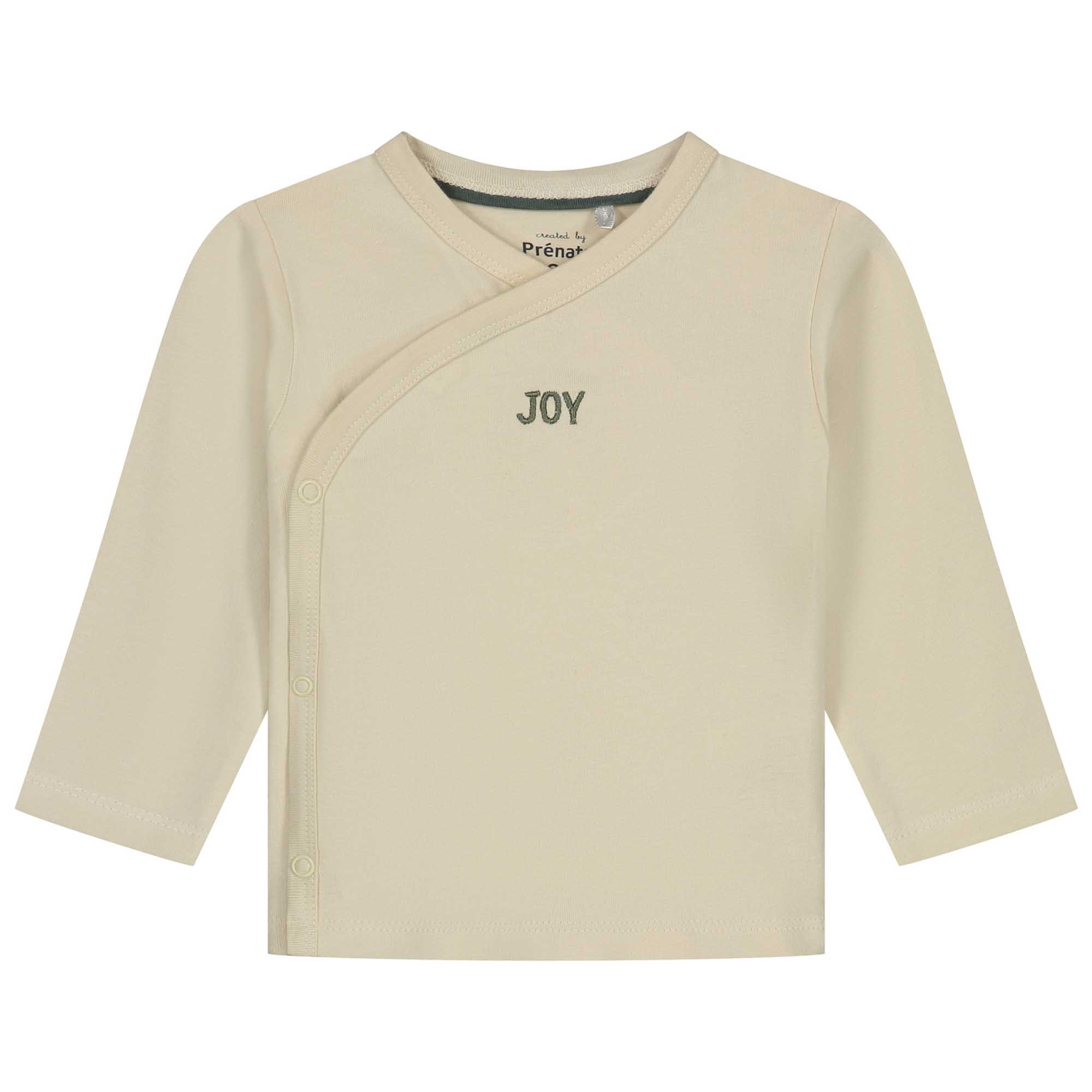 Prénatal newborn overslagshirt lange mouwen tekst beige