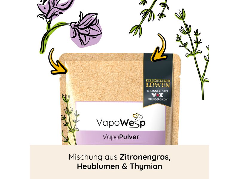 VapoWesp Ersatzkräuter Heublumen & Thymian, 100 g Aromakräuter- Nachfüllpackung für die Räucherbox