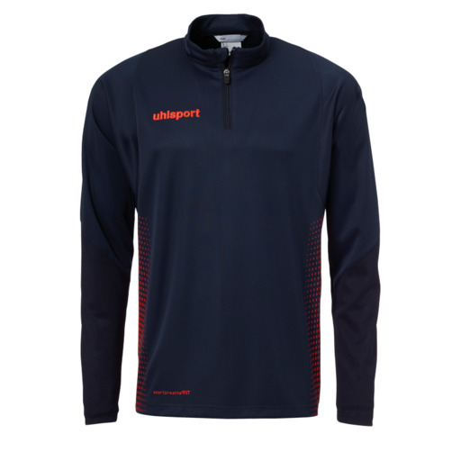 Jaqueta Uhlsport com zíper frontal de 1/4, cor Marine/fluo Rot