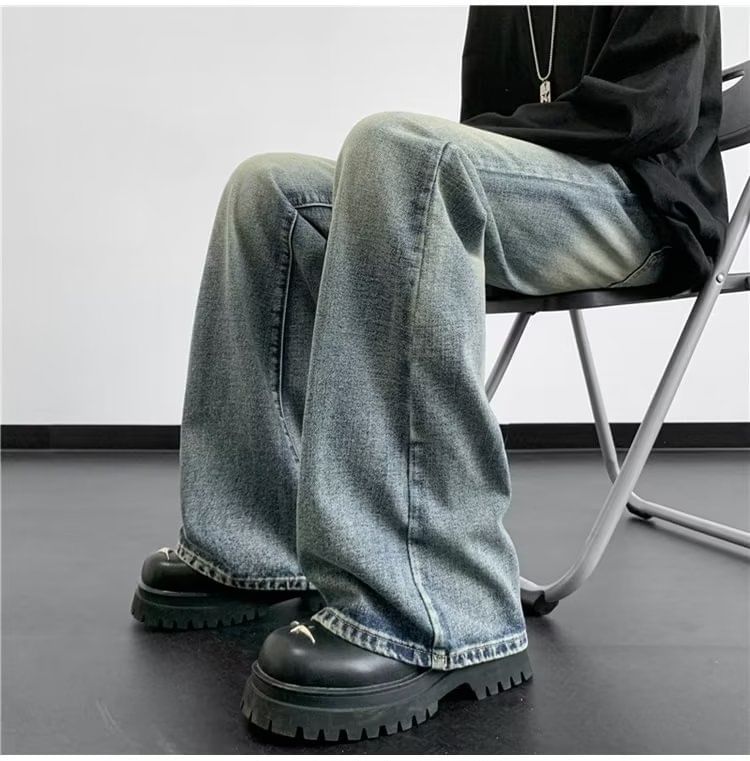 DuckleBeam - Mid Rise Washed Bootcut Jeans