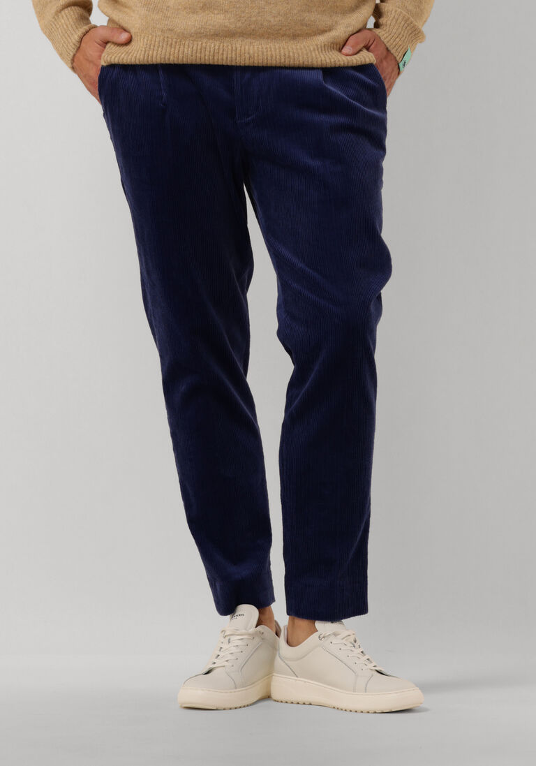 SCOTCH & SODA blauwe scotch & soda pantalon blake pleated corduroy chino