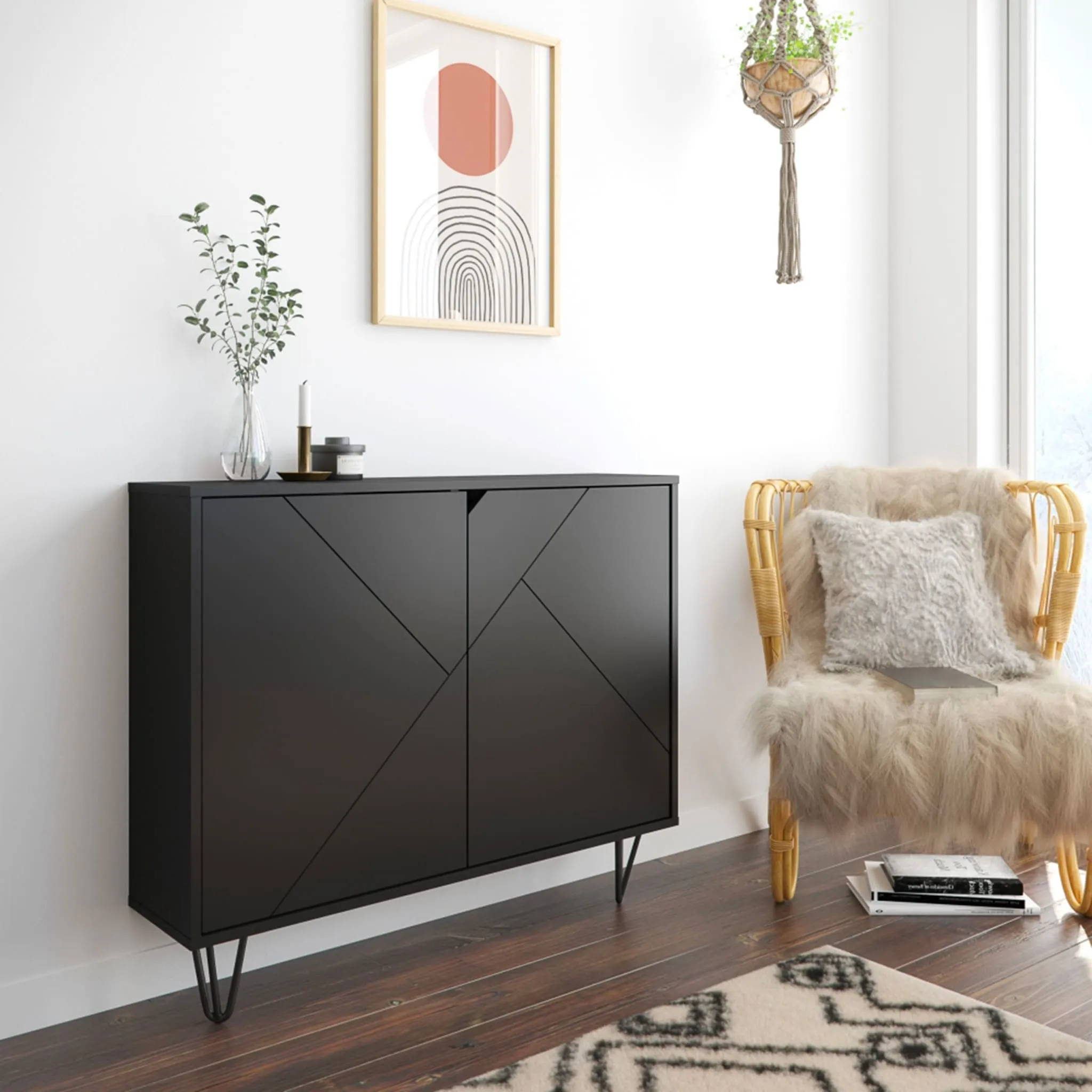 Nexera Console de Rangement 2 Portes Slim - Noir